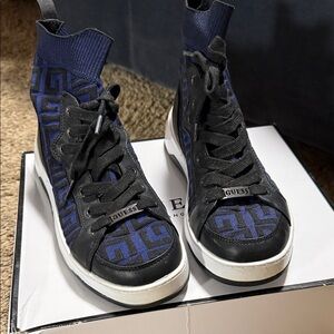 Guess Black and Blue High-Top Sneakers